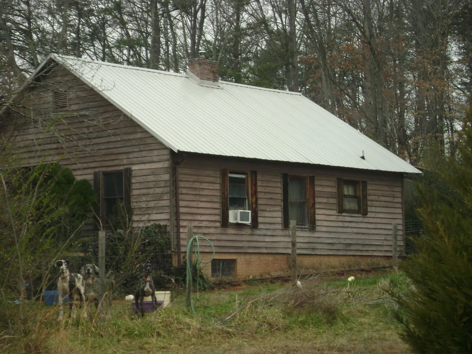 White metal roof on an old wood sided farmhouse, from a Asphalt Shingle Roof Repair job in West Newton